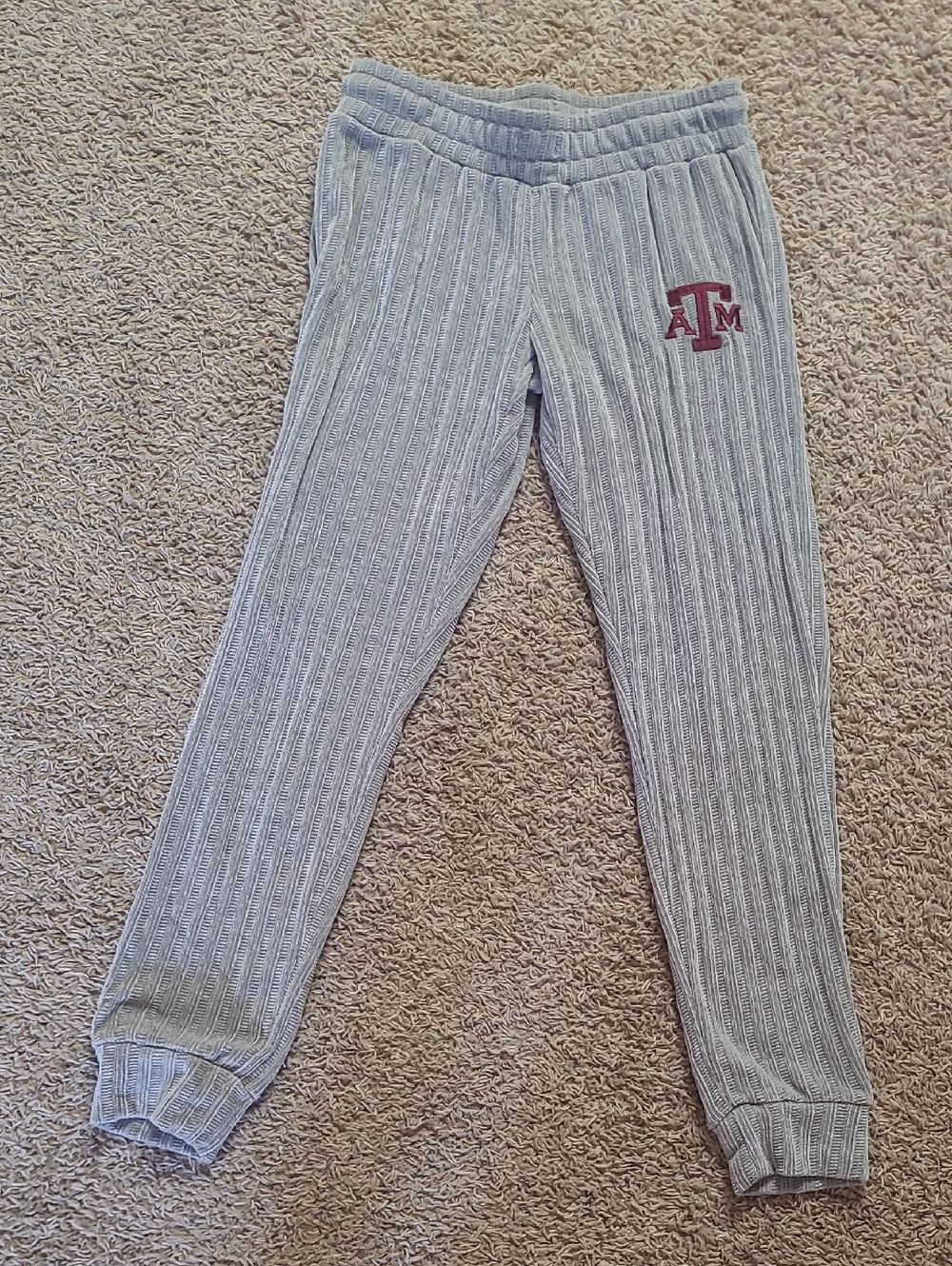 Texas A&M Gray Jogger Pants with Maroon Logo Size Small